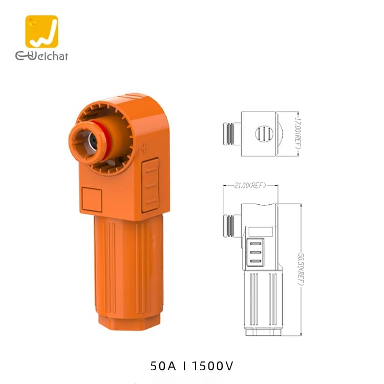 Factory High Voltage DC Photovoltaic Portable Cable Energy Storage Connector Single Core Through Hole 50A with 1P Pins