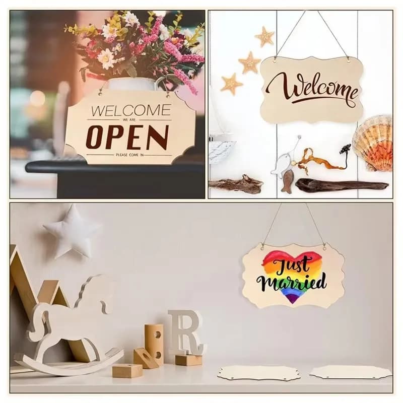 15Pcs Nature Blank Wood Plaque for Hanging Sign DIY Wooden Message Board Painting Rustic Wedding Home Decor Wood Sign Plaque