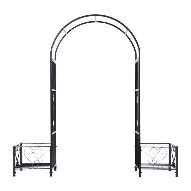 Simple outdoor with flower box arch, outdoor patio garden gate garden grass vine climbing frame