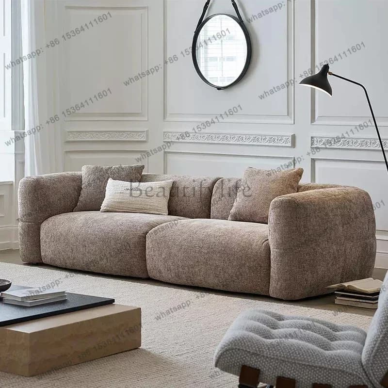 LJY Italian Brown Living Room Sofas Puff Classic Modern Lounge Bubble Living Room Sofas Memory Foam Woonkamerbanken Furniture Ho