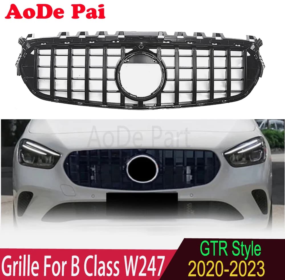 2019-2022 GTR GT Panamericana Style Front Bumper Mesh Hood Grille Grid For Mercedes Benz B Class W247 Hood Mesh Grill