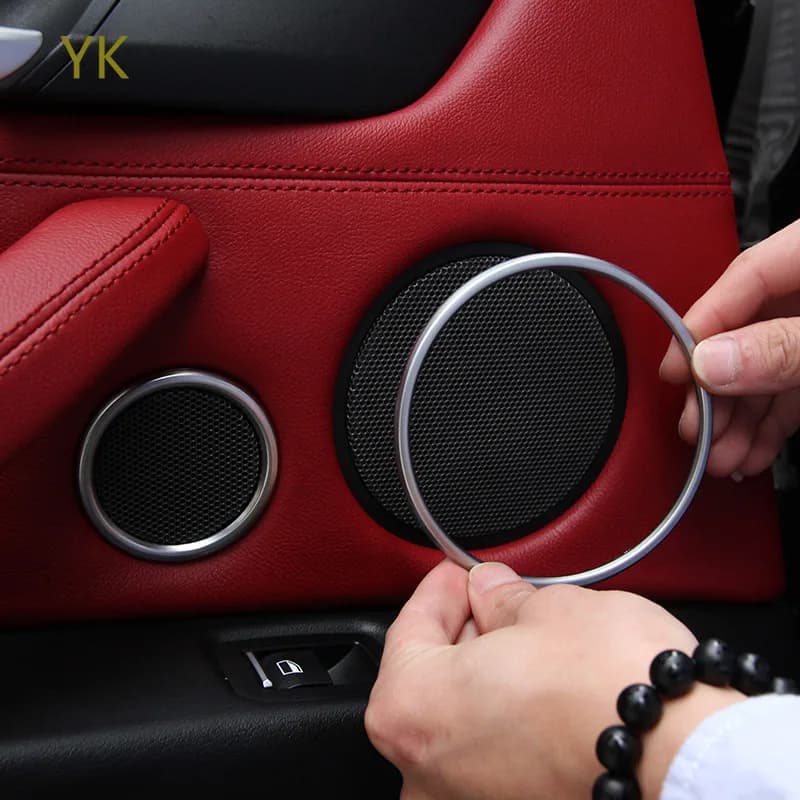 For BMW X5 F15 X6 F16 2014-18 Car Door Audio Speaker Sound Horn Decoration Trim Ring Sticker Interior Car Accessories