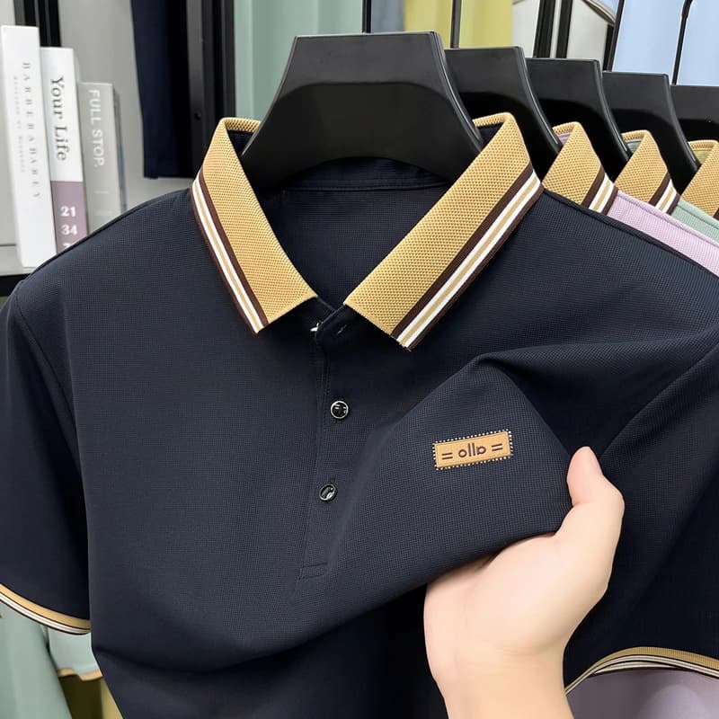 2026 Summer Business Casual Men's Polo Shirt Solid Color Color Block Collar Breathable Office Daily Commute Short Sleeve Top