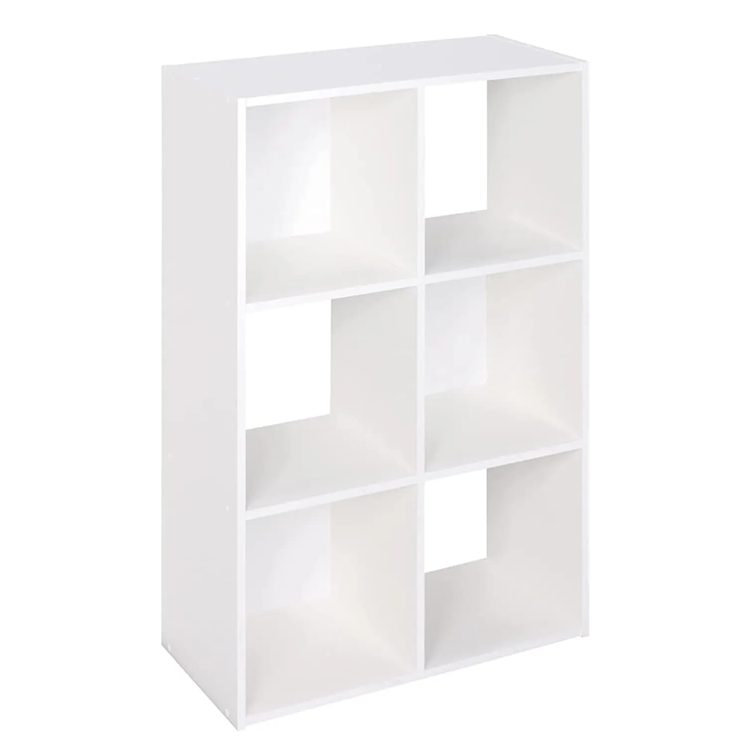 ClosetMaid Cubeicals 6 Cube Storage Shelf Organizer Bookshelf, Stackable, Vertical or Horizontal, Easy Assembly, Wood, White