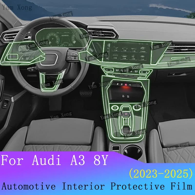 For Audi A3 8Y Full set interior Film Navigation screen Sticker Gear Panel Control TPU Transparent Protection Films Accessories