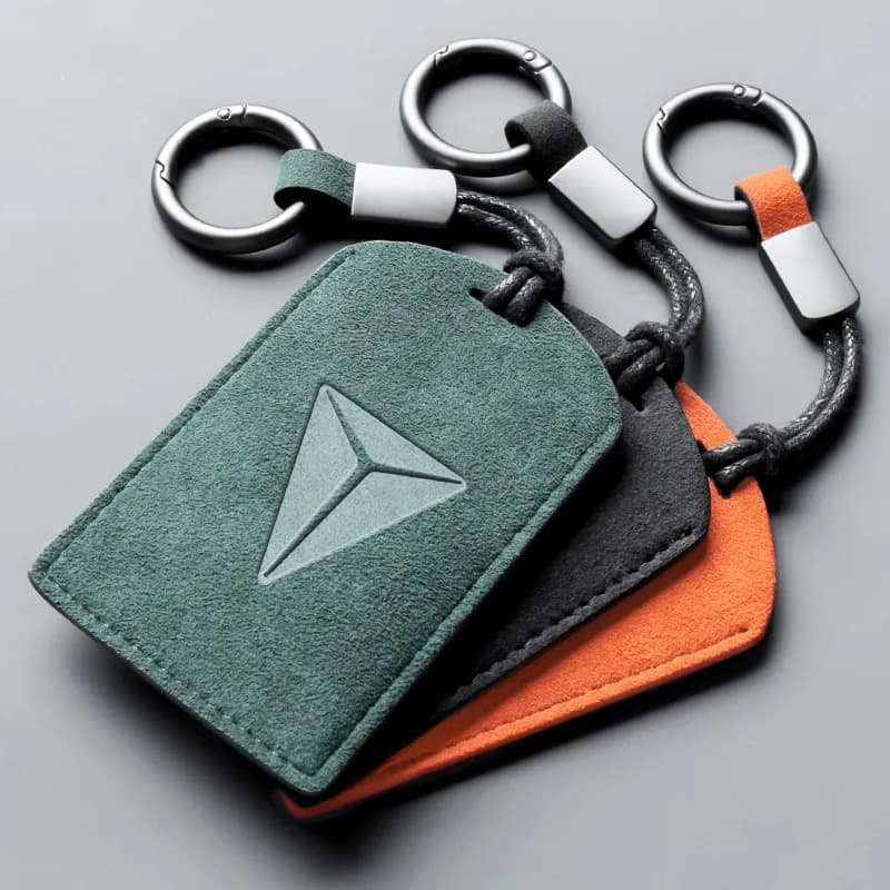 For Changan Deepal SL03 Suede Leather Key Fob Cover - Premium Protective Case with Card Holder