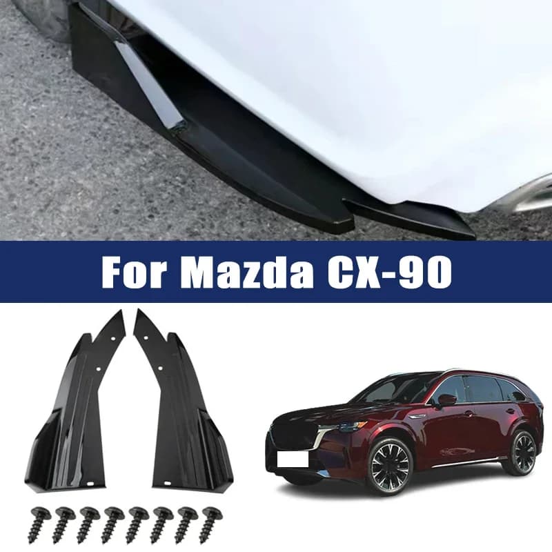 2pcs Car Rear Bumper Spoiler Lip Carbon Fiber Wing Trim Anti-crash Diffuser Side Skirt Wrap Angle Splitter For Mazda CX-90
