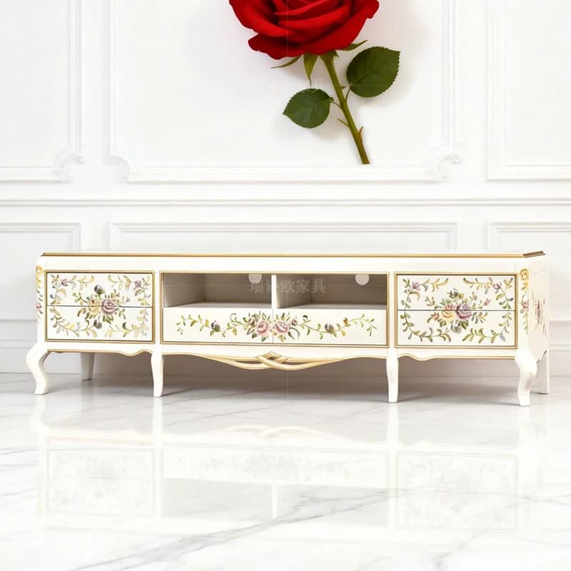 CX palace retro modern TV cabinet European villa painted floor cabinet