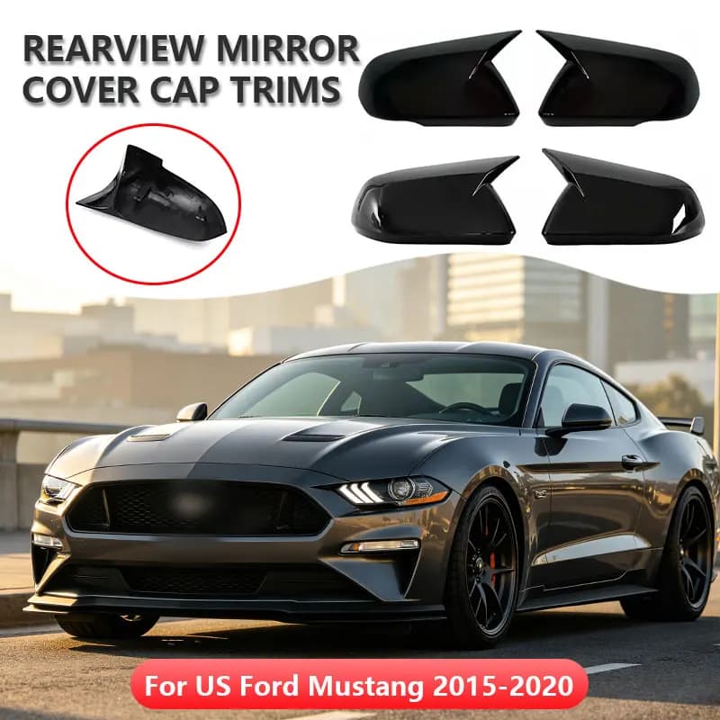 For US Ford Mustang 2015-2020 Car Rearview Side Mirror Cover Wing Cap Exterior Door Rear View Case Trim Sticker Carbon Fiber