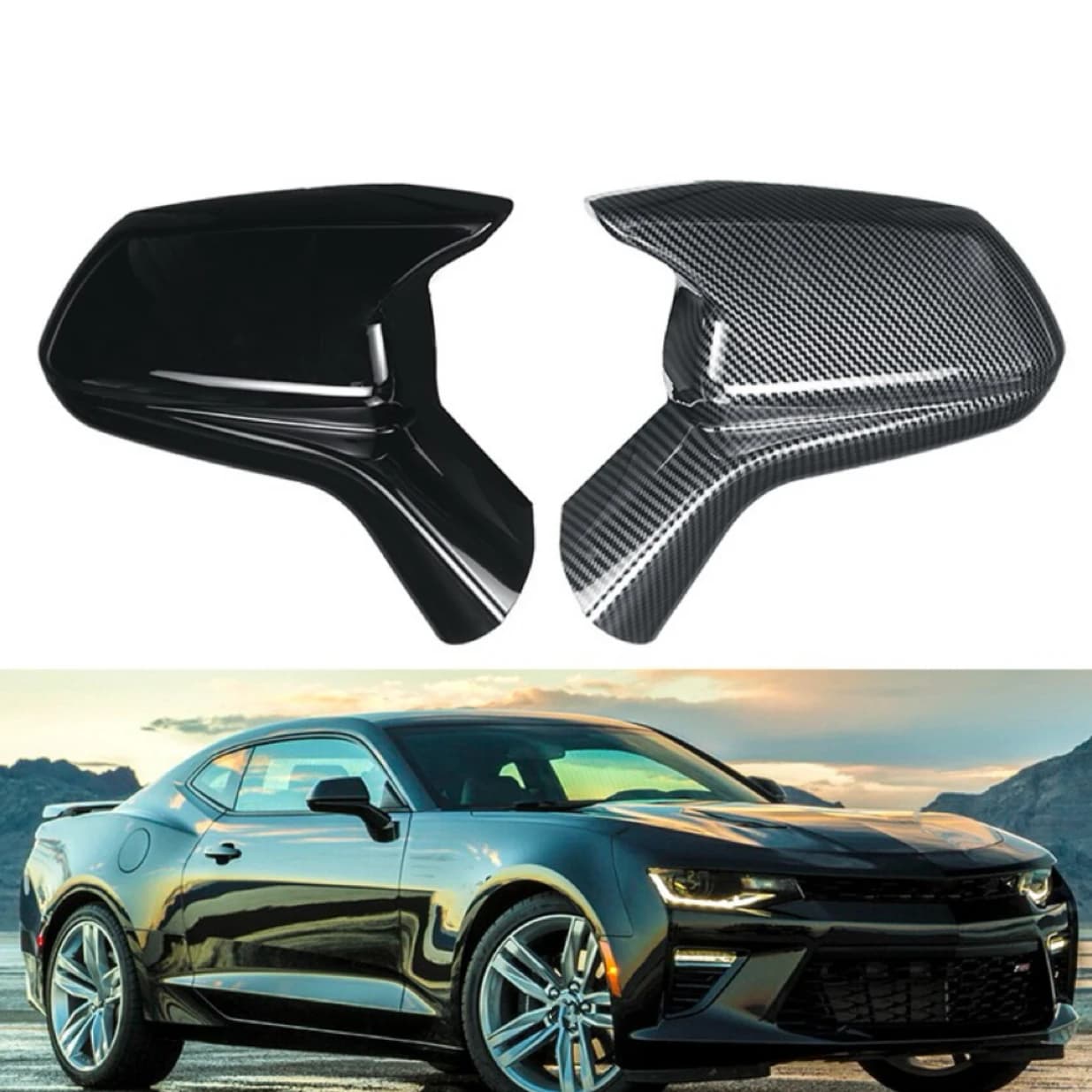 Car Rearview Side Mirror Cover For Chevrolet Camaro LT/SS/RS/ZL1 2016-2022 Wing Cap  StickerView Case Trim Carbon Fiber