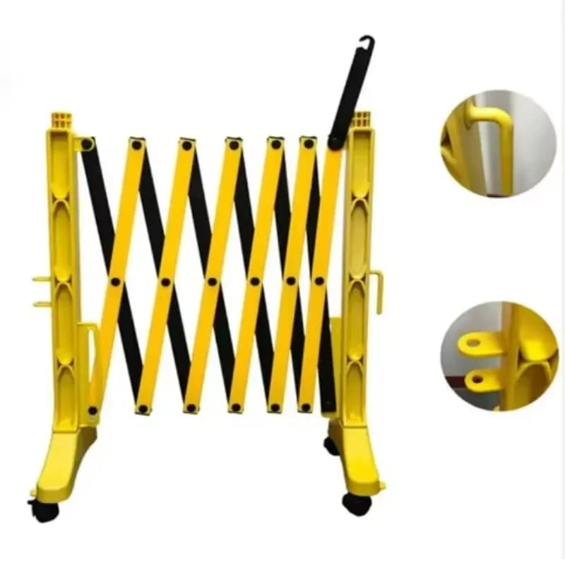 【Durable Using】Safety Retractable Fence Expandable Road Barricade With Wheels Telescopic Traffic Barrier