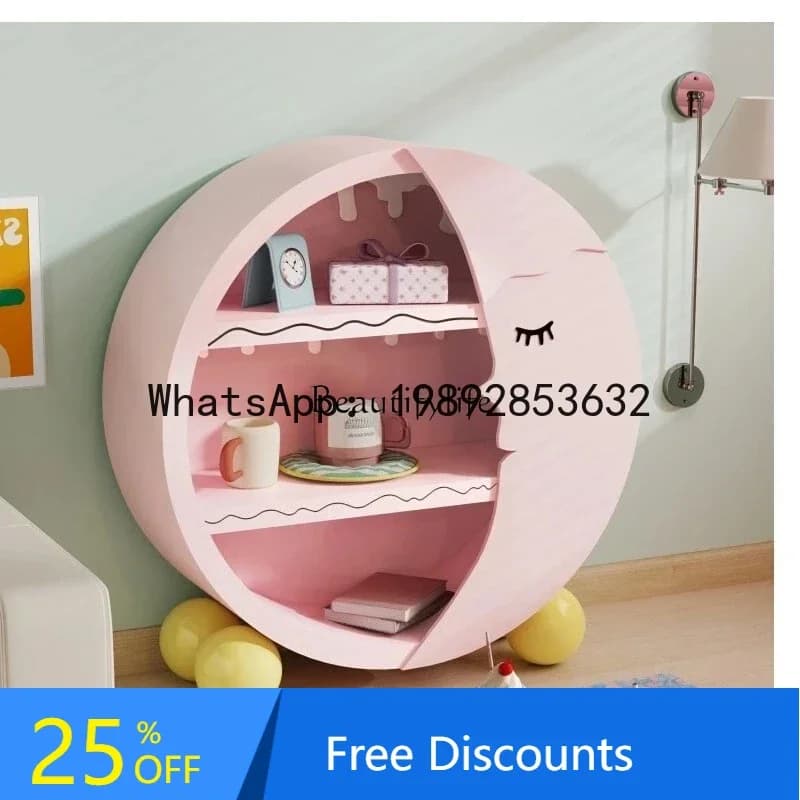 HH .Dopamine Bedroom Round Locker Living Room Creative Moon Storage Cabinet Furniture