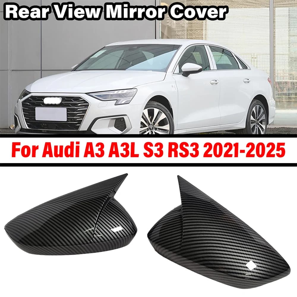 For Audi A3 S3 RS3 8Y 2021 2022 2023 2024 Car Side Rearview Mirror Cover Wing Mirror Cap Case Exterior Door Housing Shell