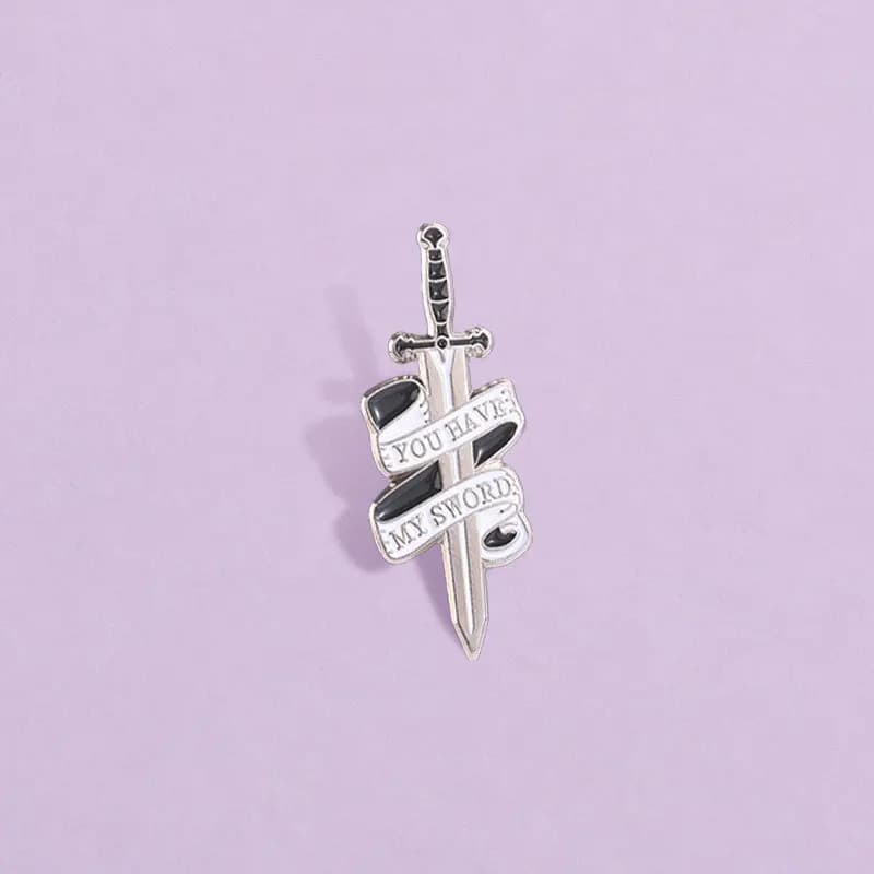 New Cartoon Sword Brooch YOU HAVE MY SWORD English Slogan Alloy Badges Pins DIY Bag Clothes Shoes Hat Scarf T-shirt Jeans Decor