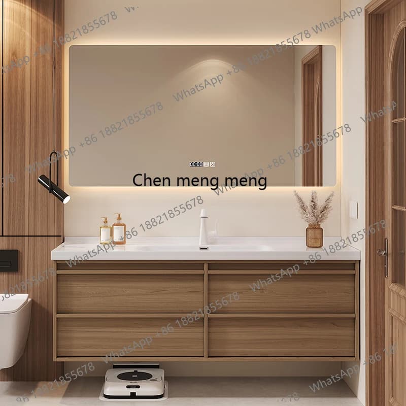 Medieval style bone rock slab hot bending ceramic integrated basin bathroom hand wash table combination