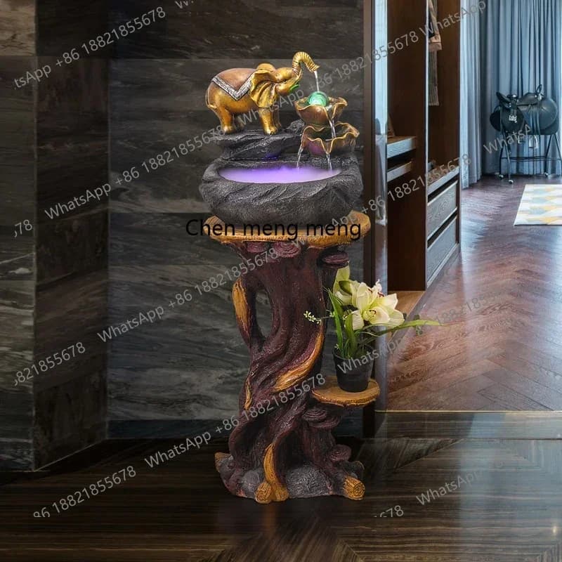 K182K182Small Bonsai Artificial Mountain and Fountain Fish Tank Creative Simple Office Housewarming Spray Humidifier Desktop Dec