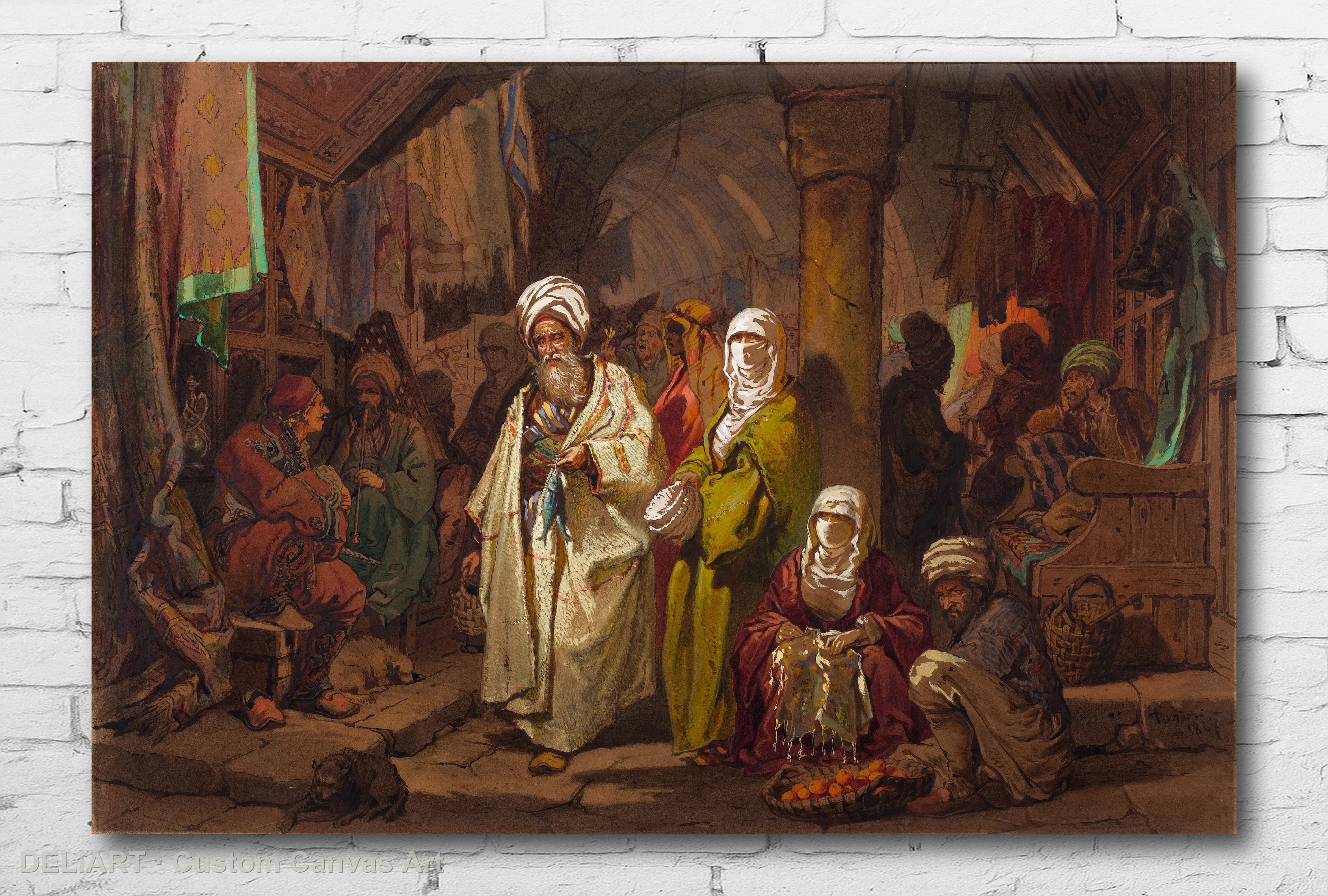 Levantine Vintage Watercolor by Amedeo Preziosi - Travel Art Canvas Wall Art Poster Print Vintage Home Decor Unframed