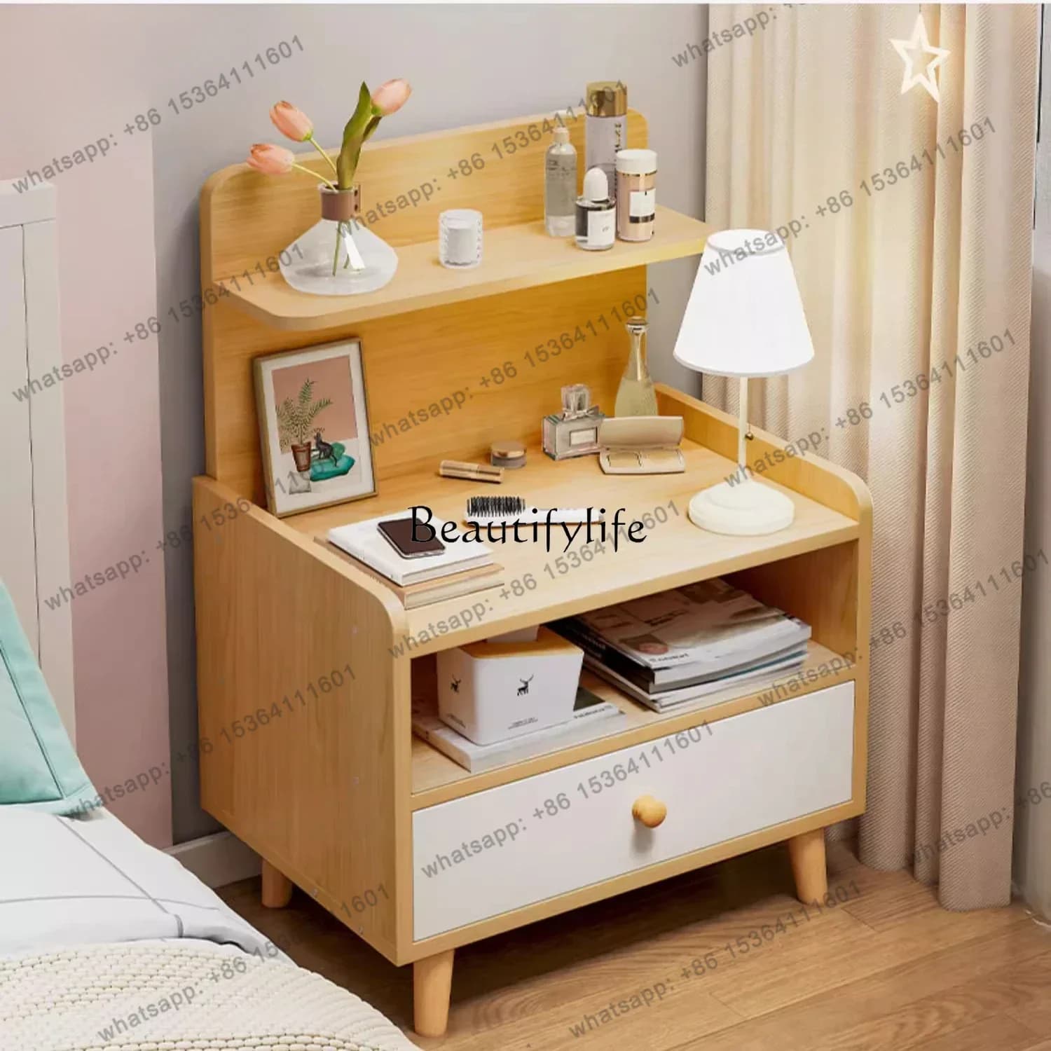 HJ Shelf Modern Simple Bedside Side Cabinet Light Luxury Simple Rental Housing Locker