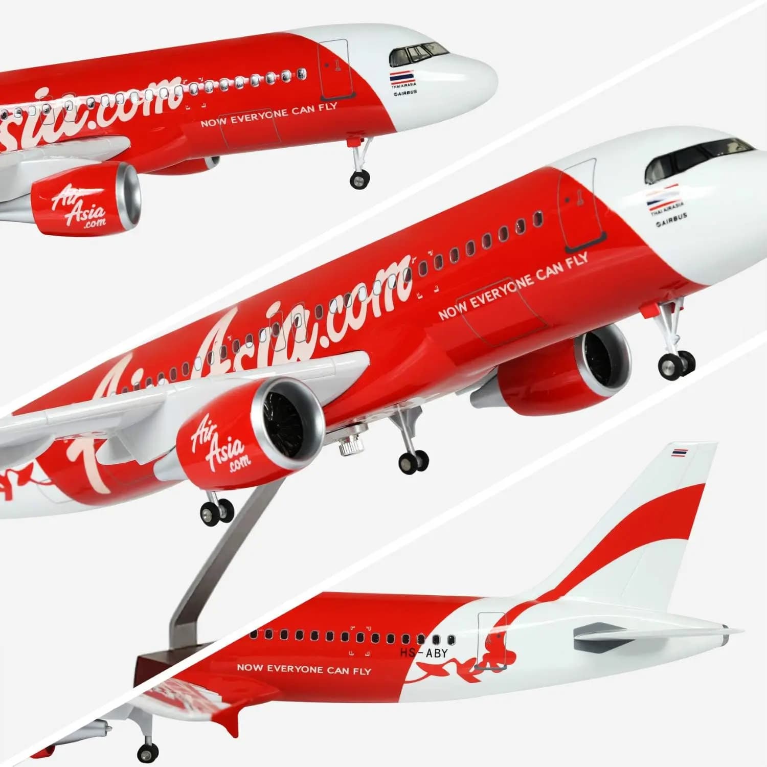 1/80 Scale 47CM Airplane A320 Air Asia Airways Model With Light & Wheels Diecast 320 Resin Plane Christmas Gifts Aircraft
