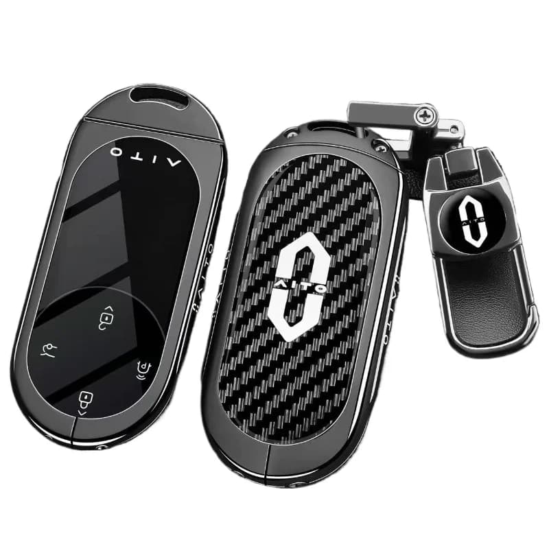 Zinc Alloy Key Fob Cover for 2026 AITO M9/M8/M7, Heavy Duty Premium Metal Case Shell with Keychain, Anti-Drop & Scratch Proof