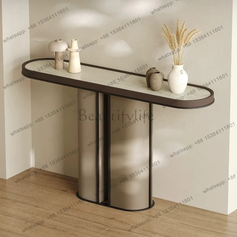 LD Light Luxury Console Tables Rock Slab Entrance Decorative Cabinet Living Room Italian Minimalist Hallway Entryway Table