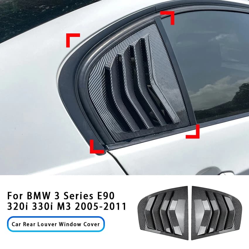 For BMW 3 Series E90 320i 330i M3 2005-2011 Car Rear Louver Window Cover Side Auto Rear Triangle Window Shade Spoiler Body Kits