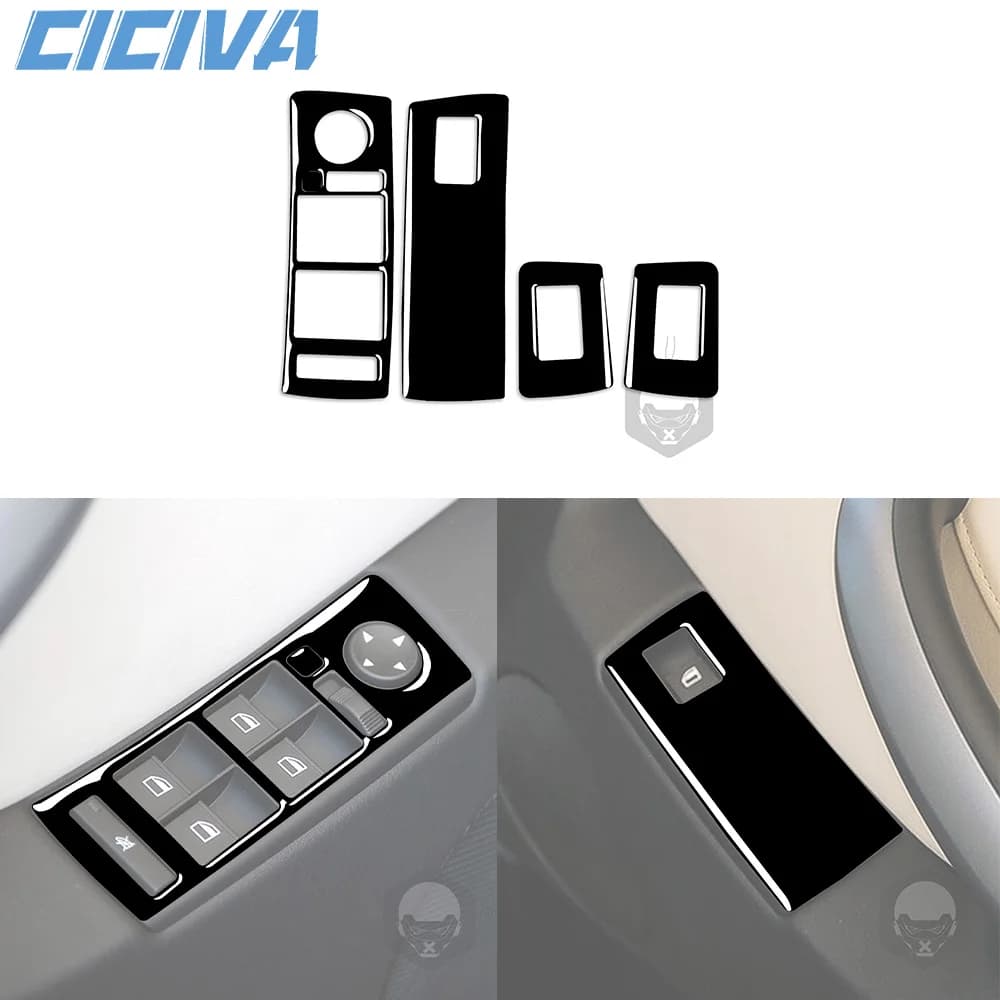 For BMW X5 E53 2000-2006 Piano Black Window Lift Control Button Panel Decoration Cover Car inside Trim Accessories Sticker