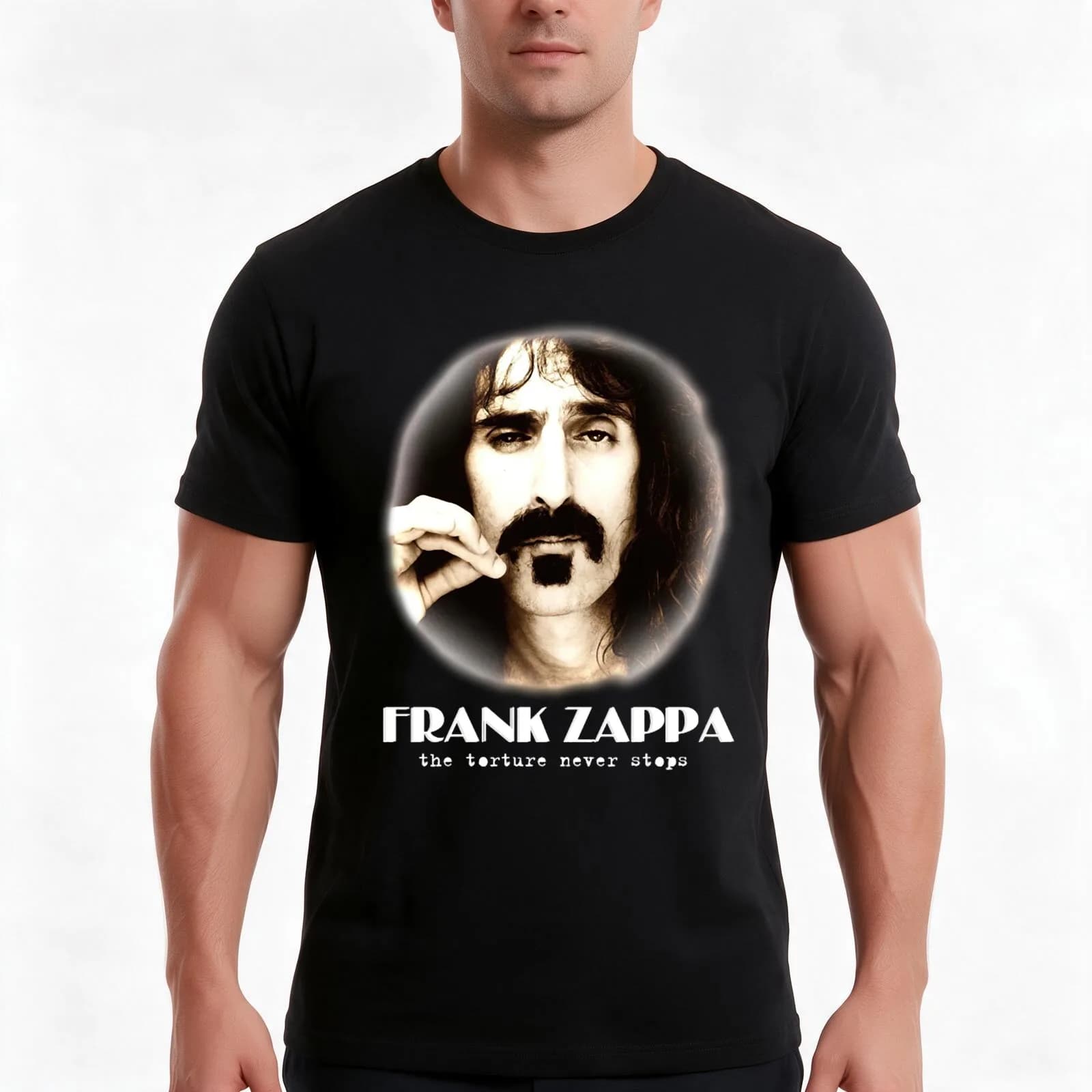 Fránk music Záppà-Fránk music Záppà the torture never stops Round neck Unisex T-Shirt, Summer Casual Cotton Tee, 100% Cotton