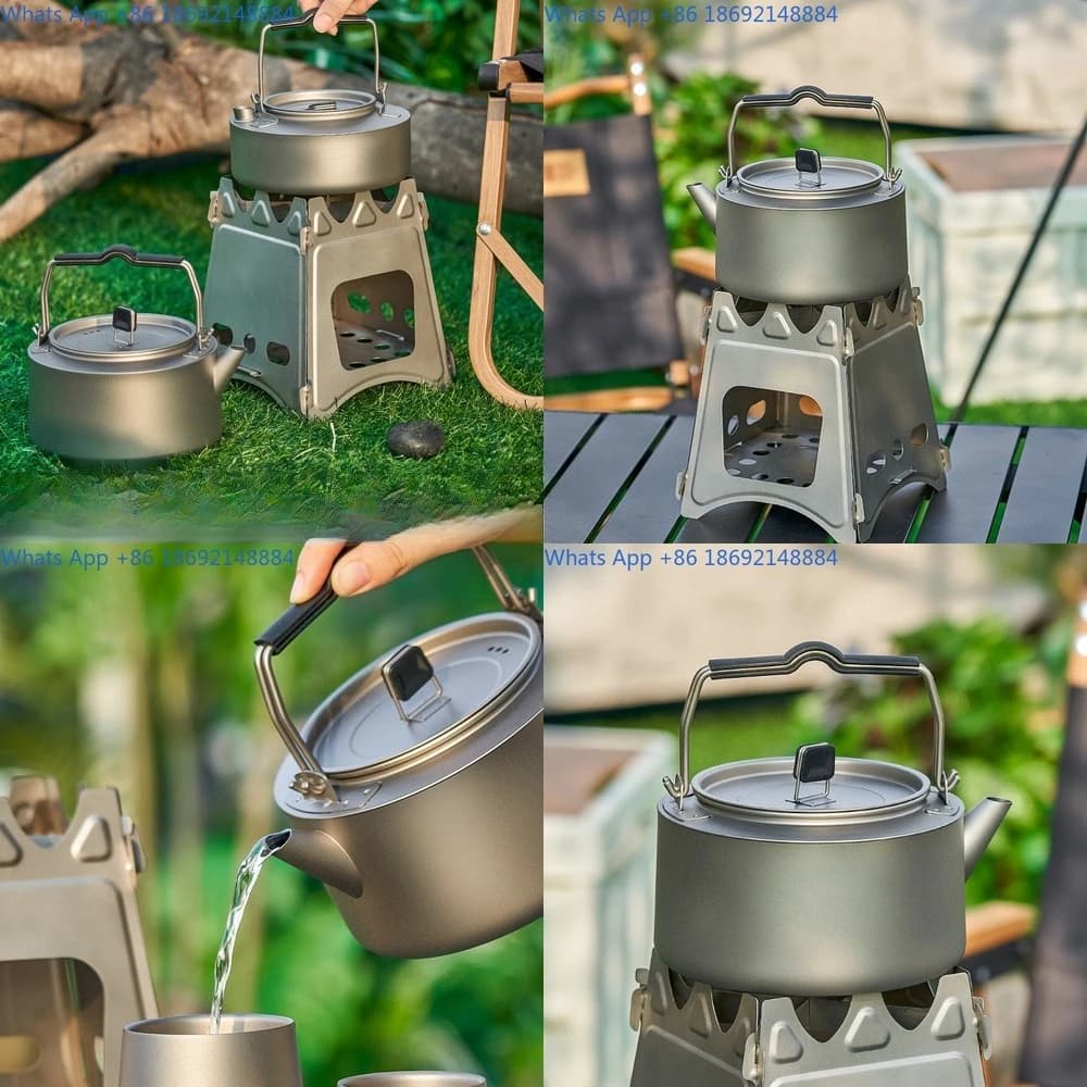 Titanium Camping Kettle for Outdoor Summer Travel Lightweight Portable Water Boiling Pot for Hiking and Picnic