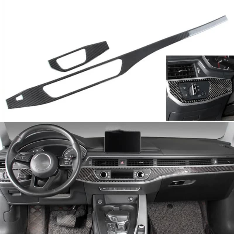 For Audi A4L A4 B9 2017-2022 Accessories Auto Central Control Headlight Switch Panel Trim Dashboard Decor Carbon Fiber Sticker