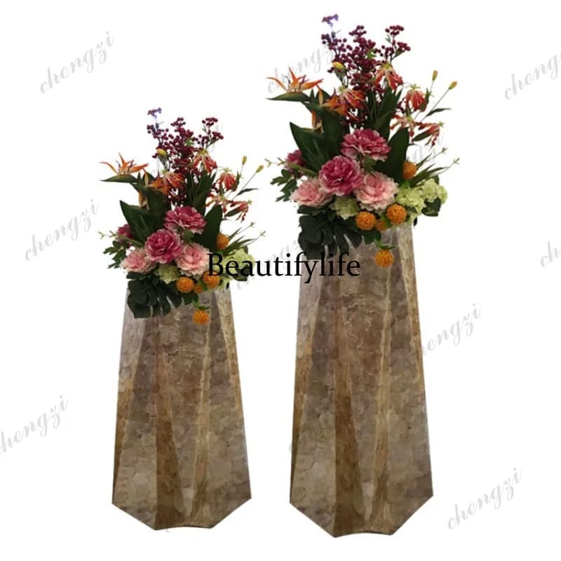 A95 splicing triangular hexagonal mouth floor-standing large vase flower vessel floral arrangement mall hotel