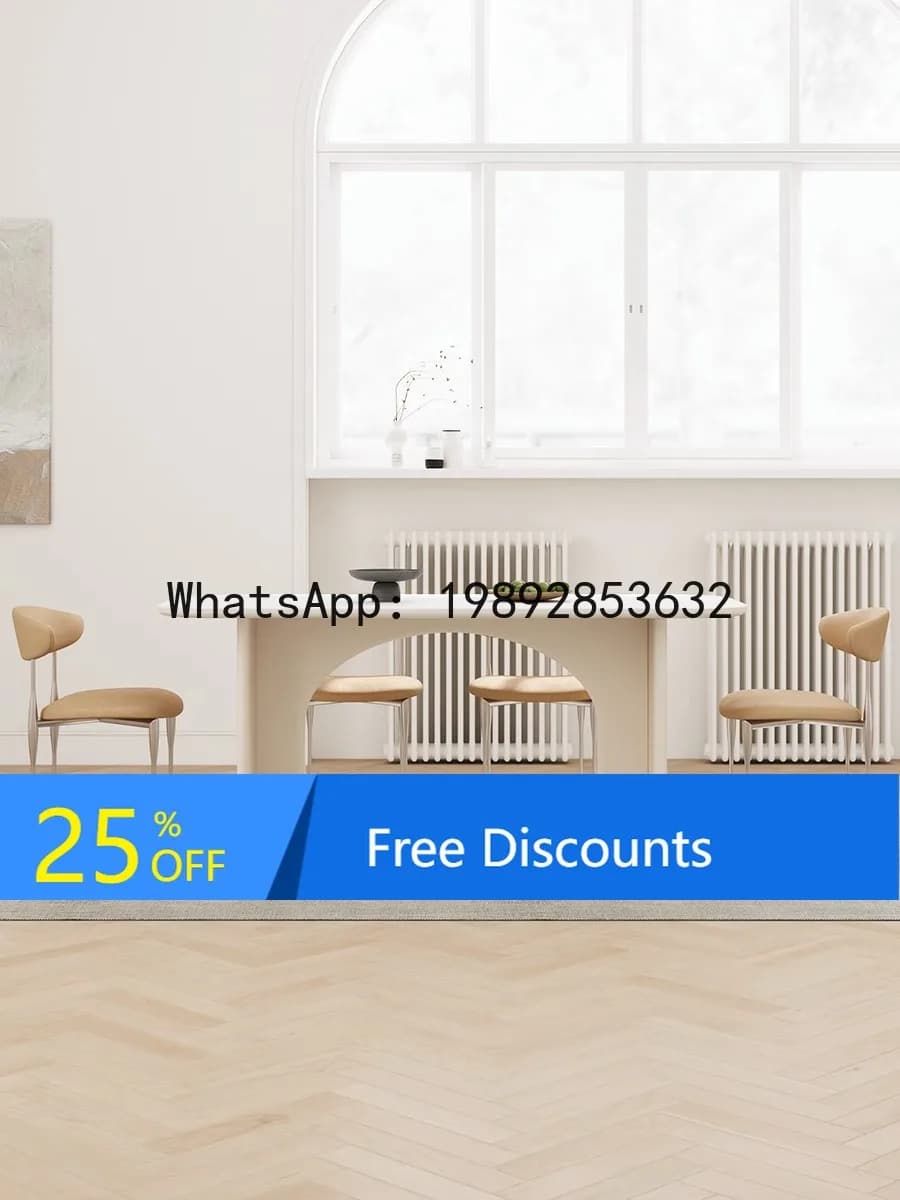 YFY French Cream Style Rock Slab Dining Table Modern Simple Light  Small Apartment Home   Style Solid Wood  Table and Chairs