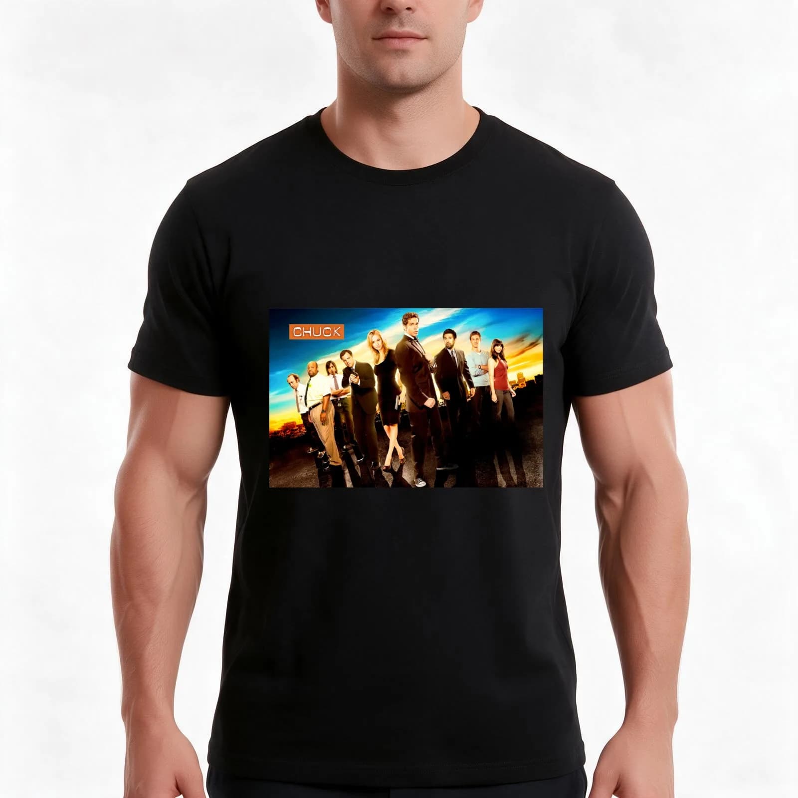 Chuck Cast T-Shirt, Summer Casual Cotton Tee, Oversized Streetwear Tops, Vintage Graphic Print, Loose Fit Short Sleeve