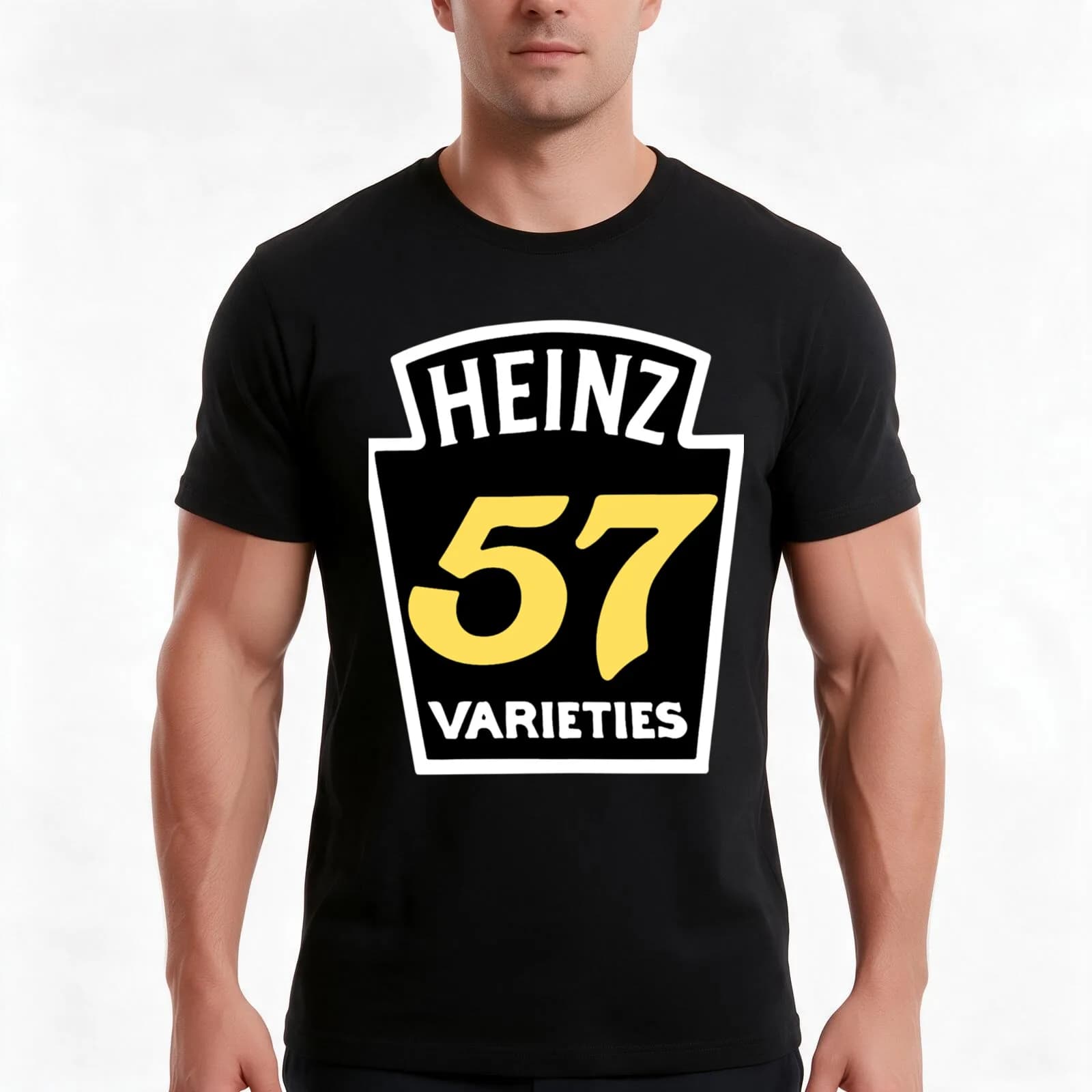 Heinz 57 T-Shirt, Summer Casual Cotton Tee, Oversized Streetwear Tops, Vintage Graphic Print, Loose Fit Short Sleeve