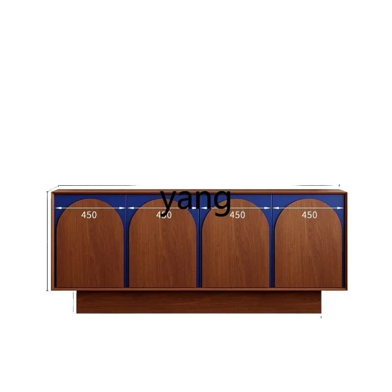 LTT  Vintage Solid Wood Teak Veneer Sideboard French Retro Entryway Dining Storage Cabinet