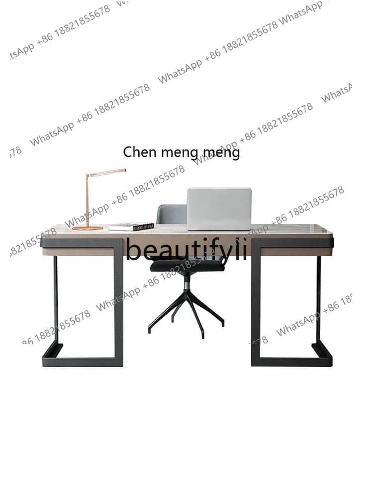 M178 A Italian minimalist bright rock slab desk and chair combination modern simple light luxury computer desk