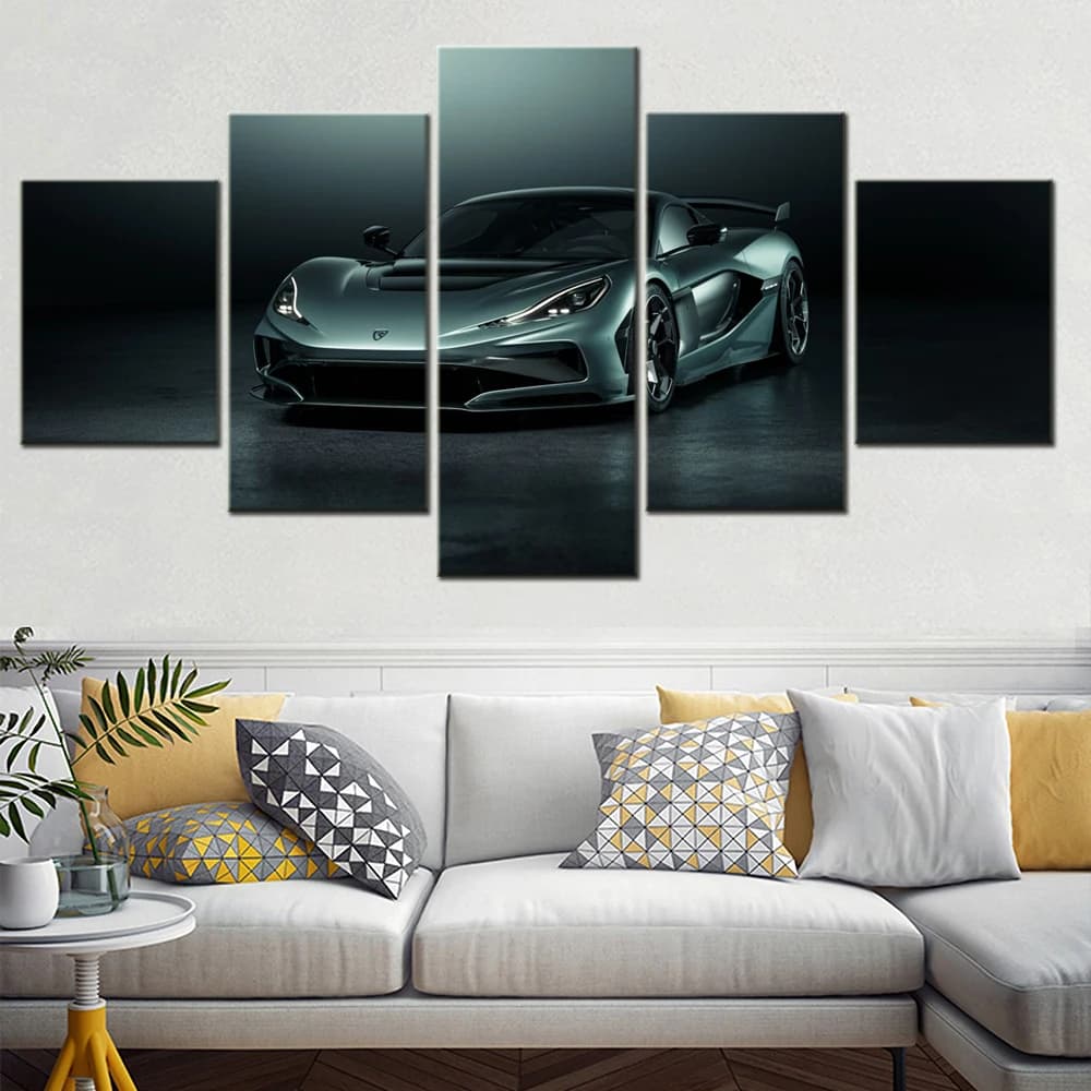 5 Pieces Canvas Wall Arts Poster Painting Black Cool Cars Picture Print Wallpaper  Home Decor Interior Artwork For Living Room