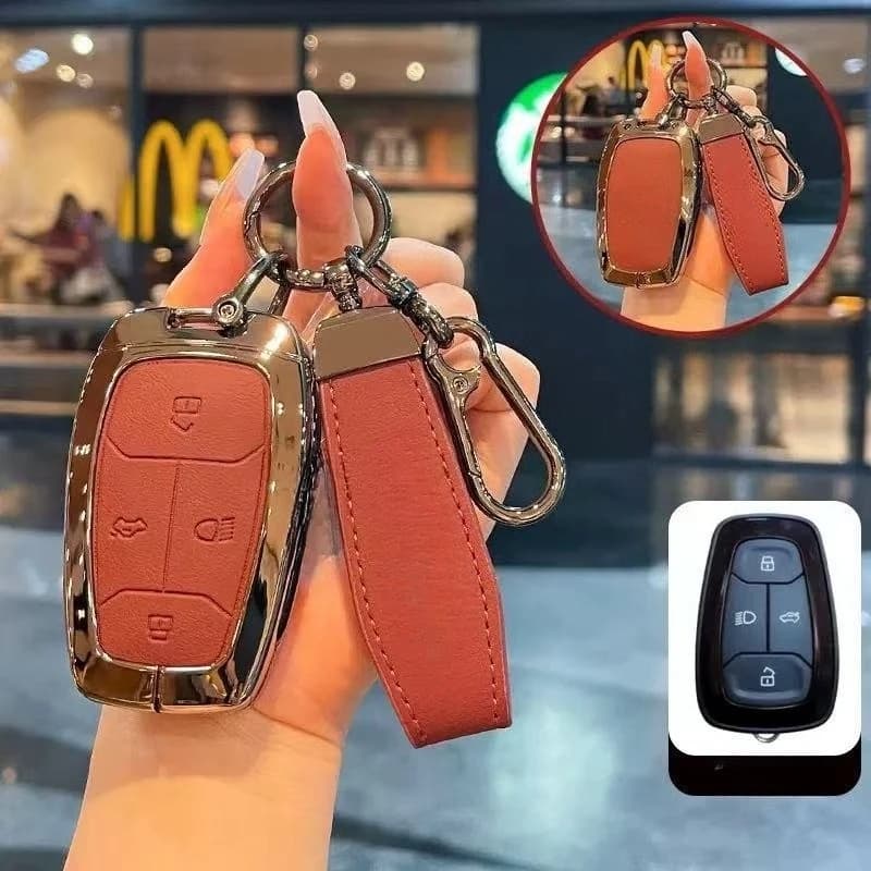 Zinc Alloy Car Key Case Cover Shell Protector Fob Holder for Tata Nexon Safari Altroz India Accessories Keybag Keychain