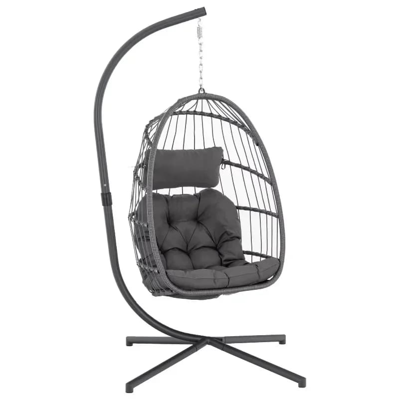 Collapsible Single Hanging Basket Rattan Woven Hanging Basket Indoor and Outdoor Hanging Basket Chair Outdoor Swing Chair