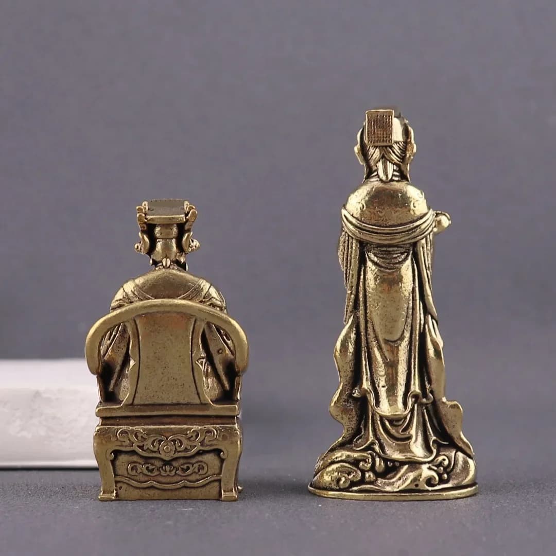 FX-17   pure brass Mazu ornament home office desktop small ornament Poseidon Empress handicraft ornament