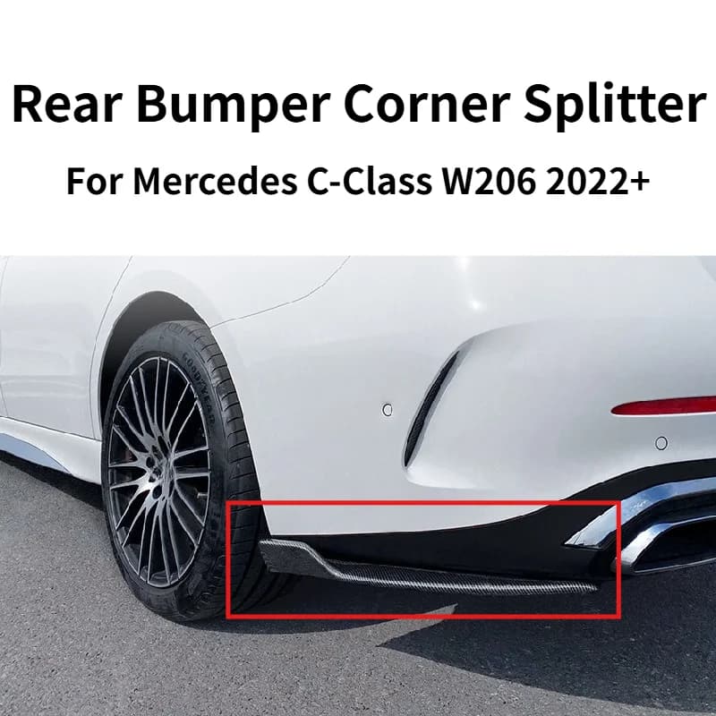 Rear Bumper Corner Splitter For Mercedes C W206 C200 C260 C300 2022+ AMG Look Modified Rear Aero Exterior Auto Spare Parts
