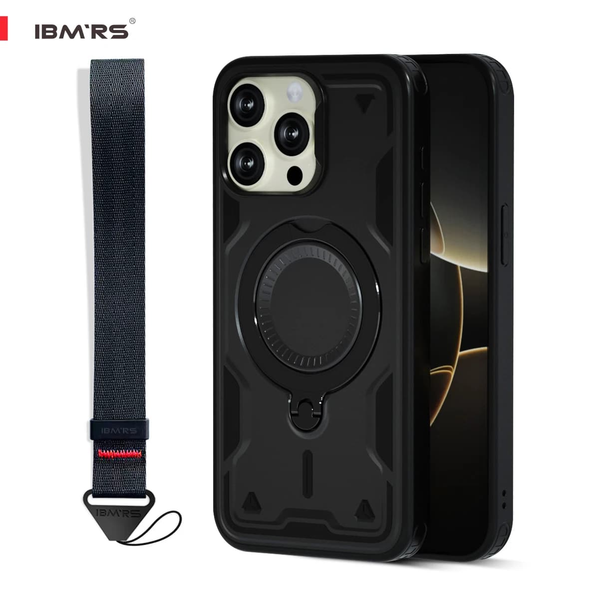For iPhone 15/15 Pro/15 Pro Max/15 Plus Case,[Military Grade] 3-in-1 Cover, Magnetic Kickstand & Lanyard Hole Protective Case
