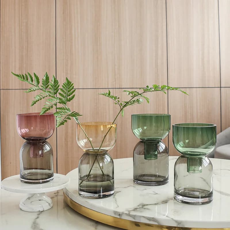 Two Tone Transparent Glass Vase, Hydroponic Flower Pot, Desktop Decoration, Flower Arrangement Vase, Room Aesthetic Decoration
