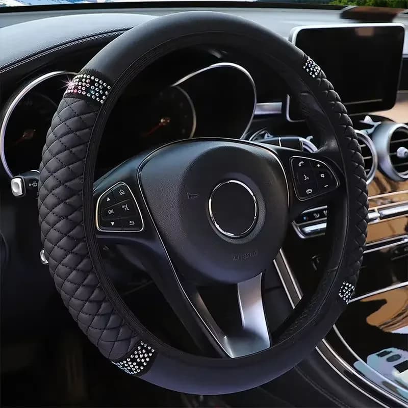 Car Steering Wheel Cover, suitable for round steering wheel with diameter of 37-38cm. Steering wheel with 14.96inch generic