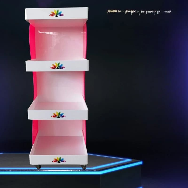Acrylic trolley display rack, movable trolley rack, multi-layer shelf rotating display rack, display rack use