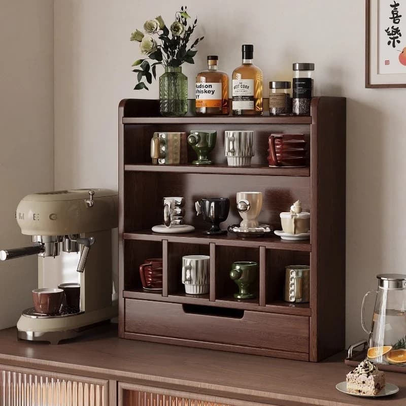 Cup holder Solid wood retro teacup tea set Dining table placement cabinet Water cup
