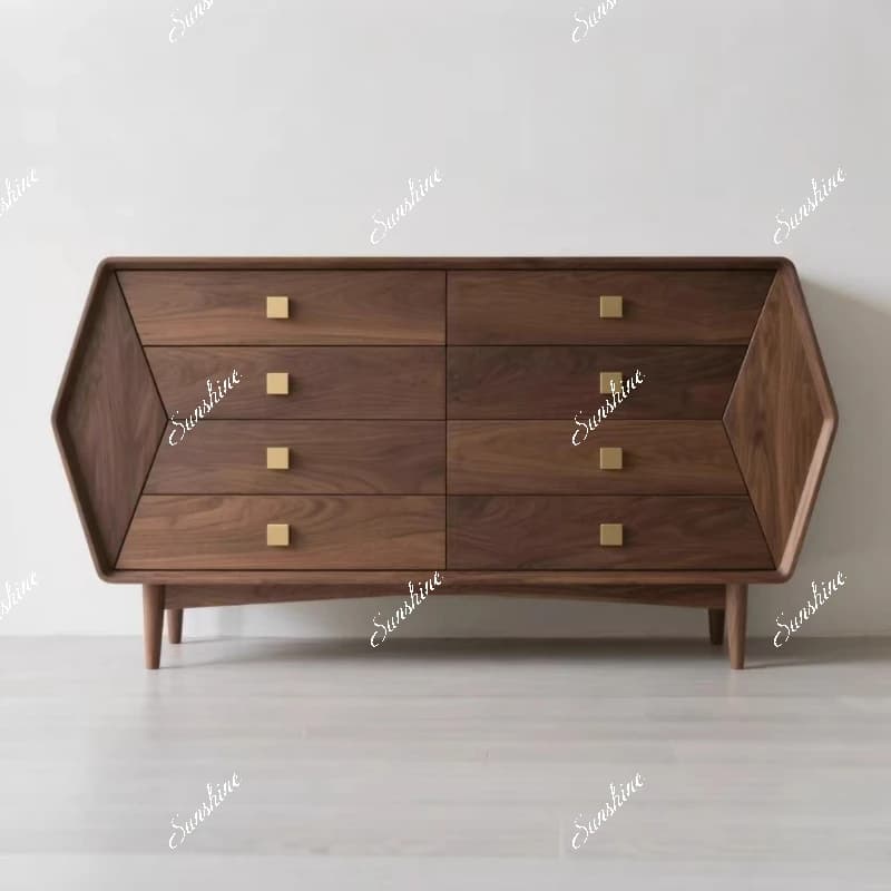 Nordic modern solid wood eight-bucket cabinet, storage side cabinet, living room and bedroom