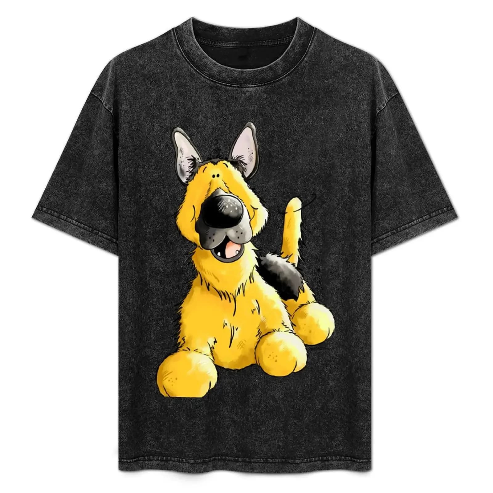 Happy German Shepherd T-Shirt Sports Casual Short Sleeve Cotton Tee