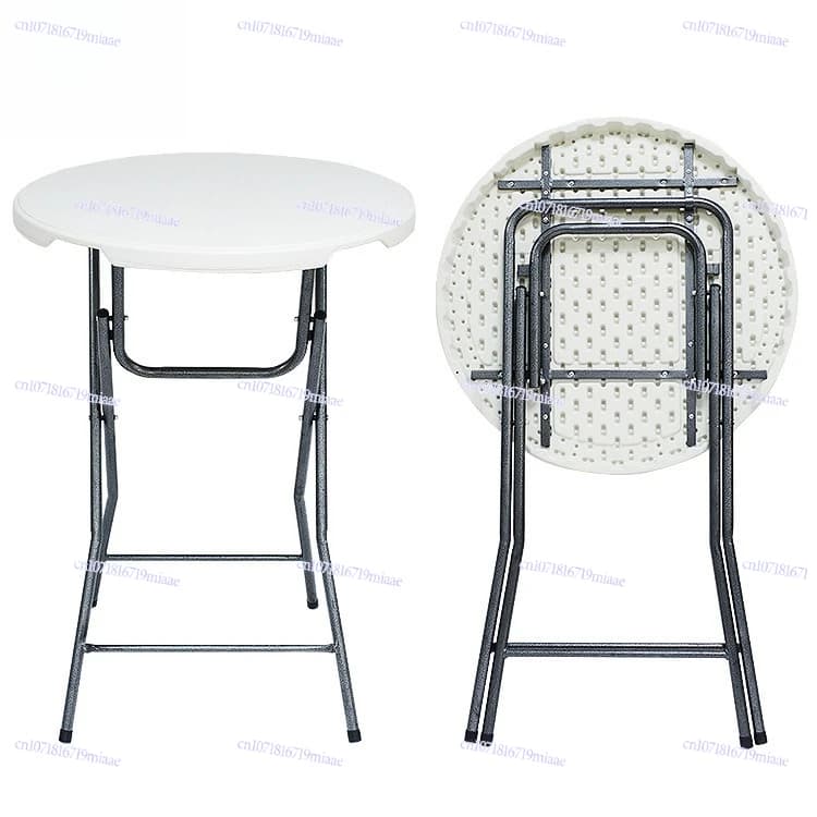 Outdoor stall portable tables and chairs, simple folding round dining household small apartment, bar round bar