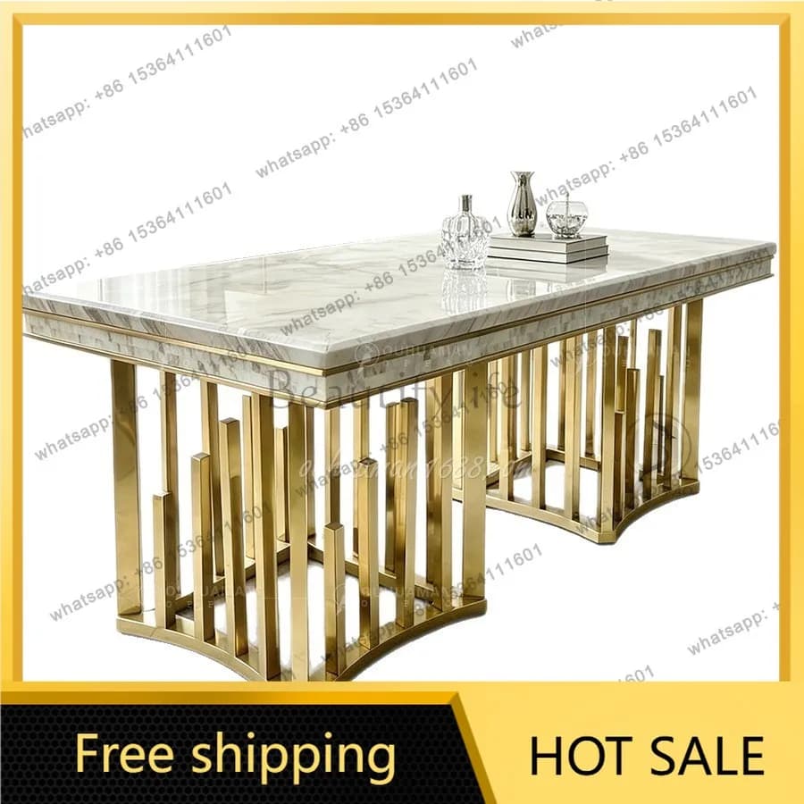 LS Italian light luxury marble dining table household villa size rectangular dining table